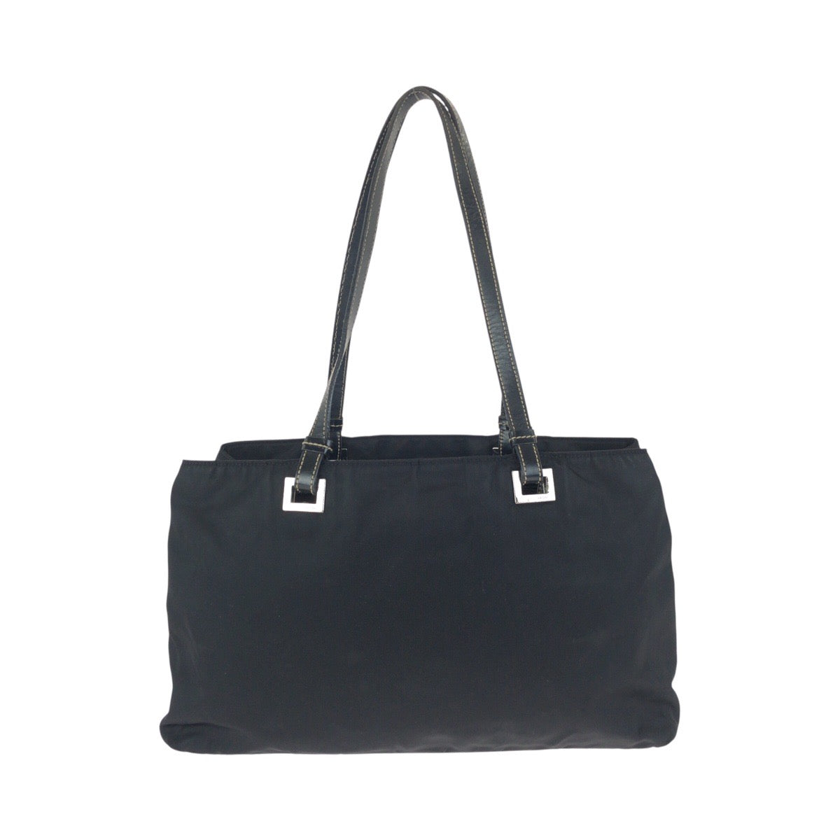 24261
PRADA プラダ テスート 三角ロゴプレート ブラック 黒 シルバー金具 ナイロン / レザー ショルダーバッグ ハンドバッグ レディース AB35