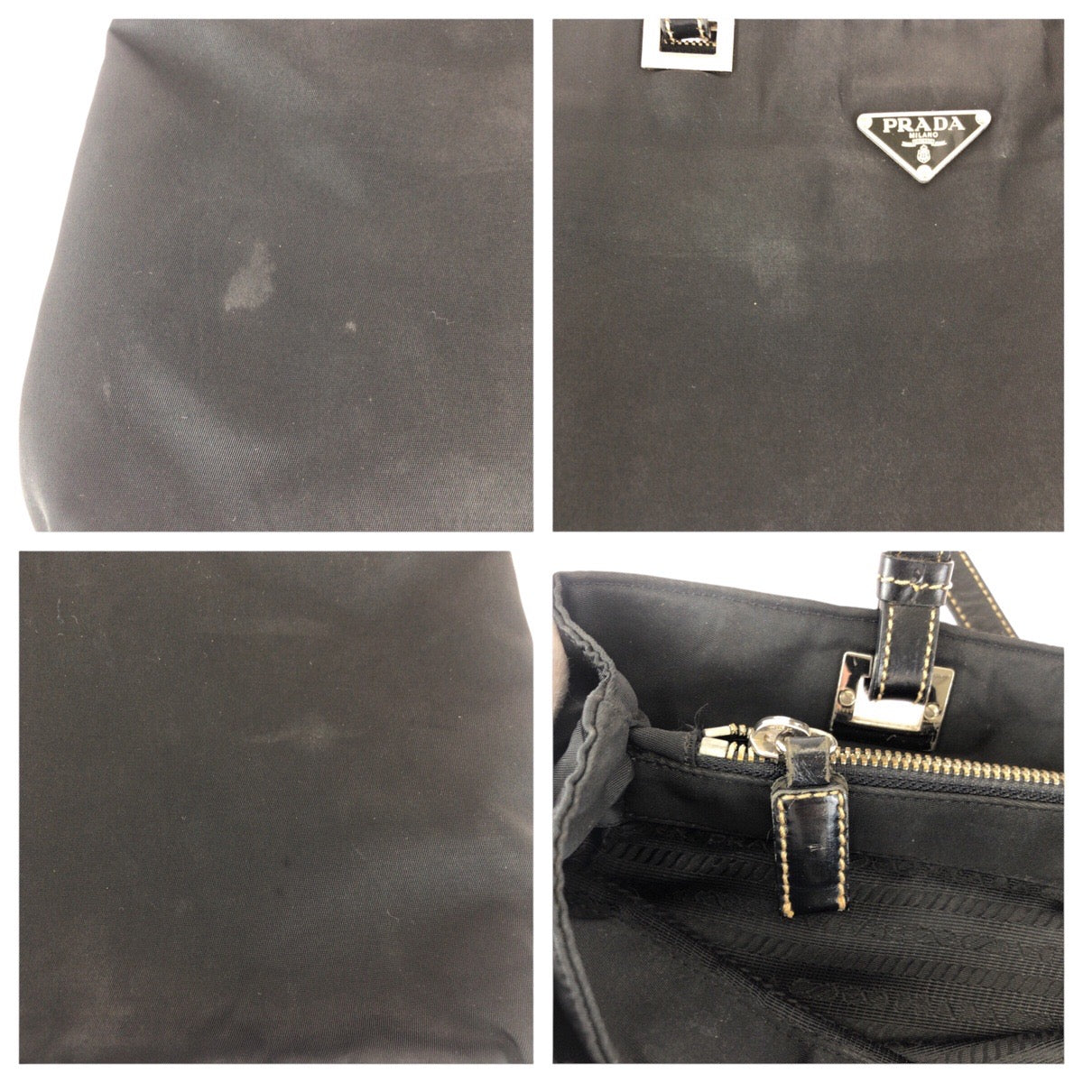 24261
PRADA プラダ テスート 三角ロゴプレート ブラック 黒 シルバー金具 ナイロン / レザー ショルダーバッグ ハンドバッグ レディース AB35
