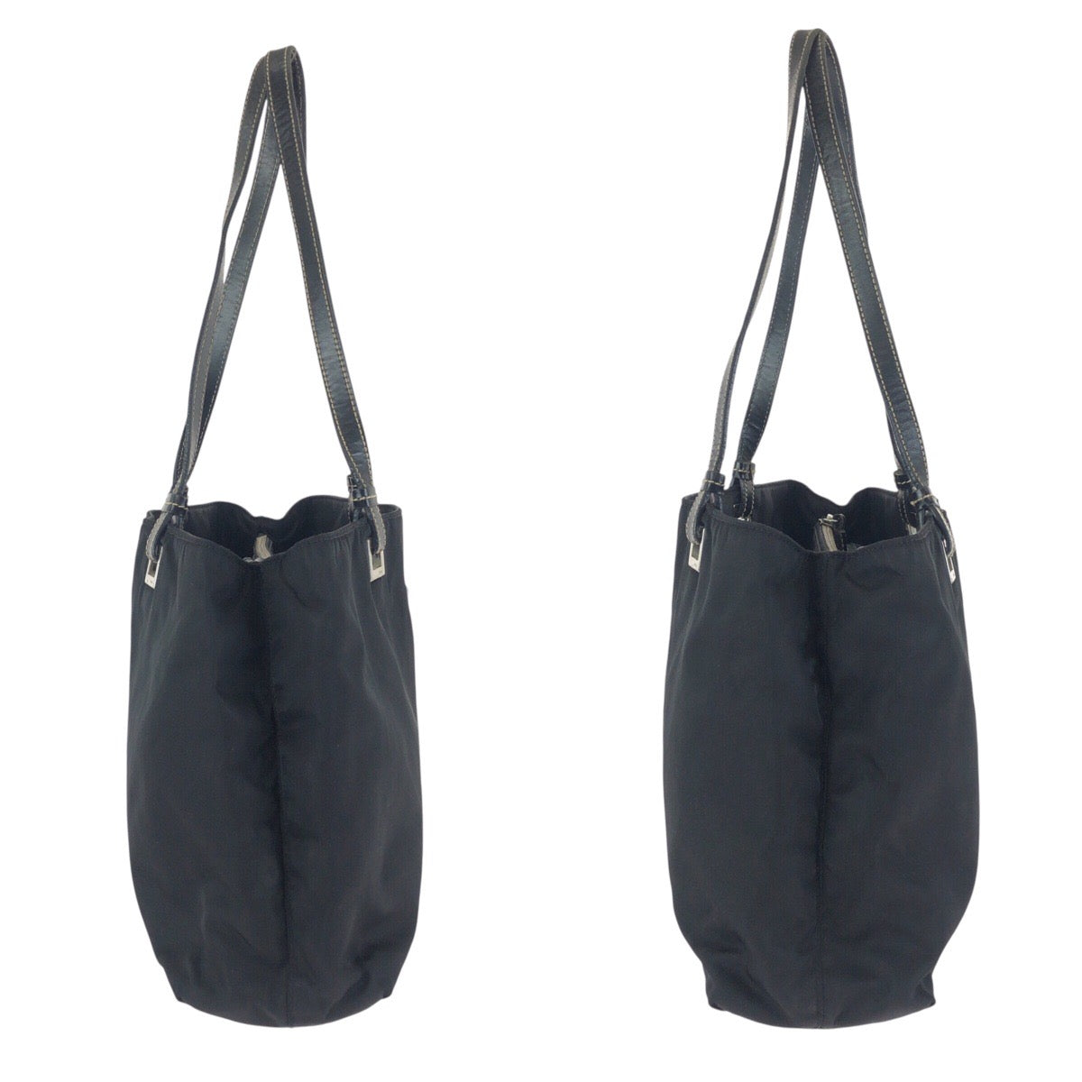 24261
PRADA プラダ テスート 三角ロゴプレート ブラック 黒 シルバー金具 ナイロン / レザー ショルダーバッグ ハンドバッグ レディース AB35