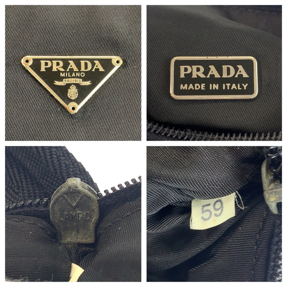 24262
PRADA プラダ テスート 三角ロゴプレート ブラック 黒 シルバー金具 ナイロン ハンドバッグ アクセサリーポーチ レディース AB42
