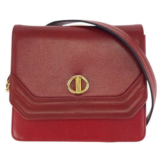 24263
Christian Dior クリスチャンディオール ヴィンテージ レッド ゴールド金具 レザー ショルダーバッグ ポシェット レディース ABP42