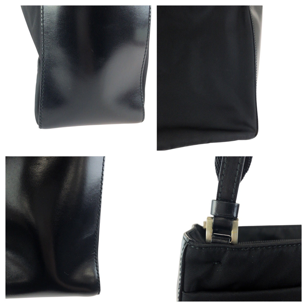 24264
PRADA プラダ テスート 三角ロゴプレート ブラック 黒 シルバー金具 ナイロン / レザー ショルダーバッグ トートバッグ レディース ABP35