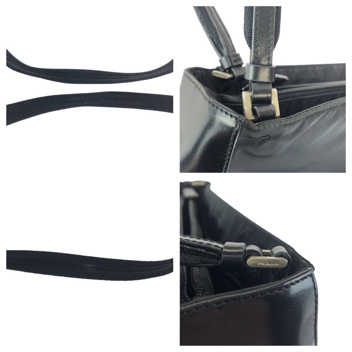 24264
PRADA プラダ テスート 三角ロゴプレート ブラック 黒 シルバー金具 ナイロン / レザー ショルダーバッグ トートバッグ レディース ABP35