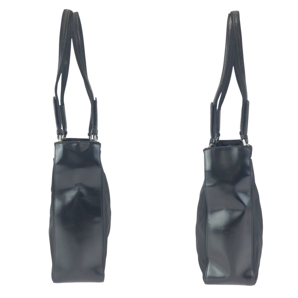 24264
PRADA プラダ テスート 三角ロゴプレート ブラック 黒 シルバー金具 ナイロン / レザー ショルダーバッグ トートバッグ レディース ABP35