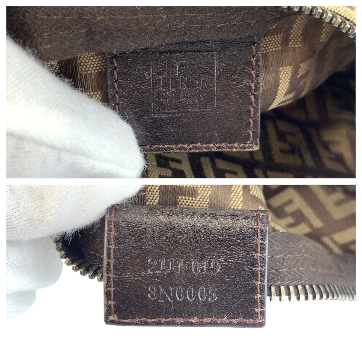 24269
FENDI フェンディ ズッキーノ ブラウン ベージュ キャンバス / レザー 8N0005 ハンドバッグ レディース AB35
