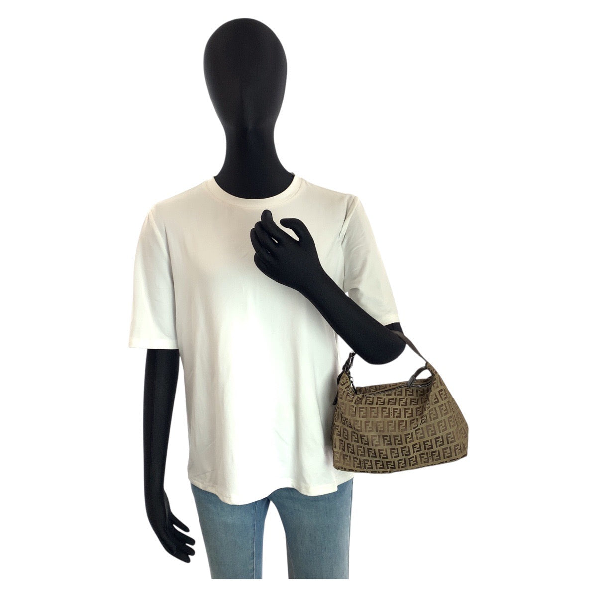 24269
FENDI フェンディ ズッキーノ ブラウン ベージュ キャンバス / レザー 8N0005 ハンドバッグ レディース AB35