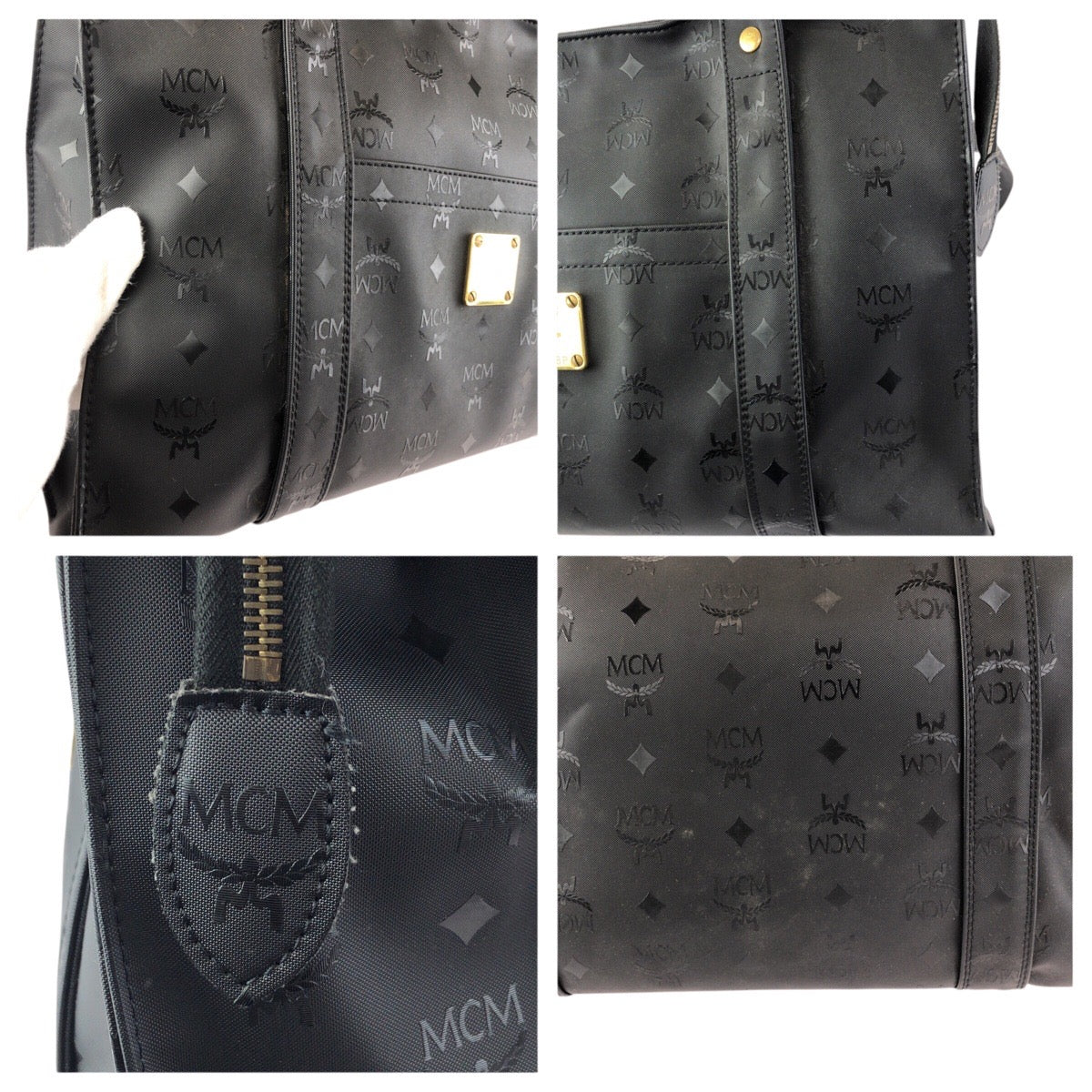 24270
MCM エム シー エム ヴィンテージ ヴィセトス ブラック 黒 ゴールド金具 ナイロン ショルダーバッグ トートバッグ レディース AB23