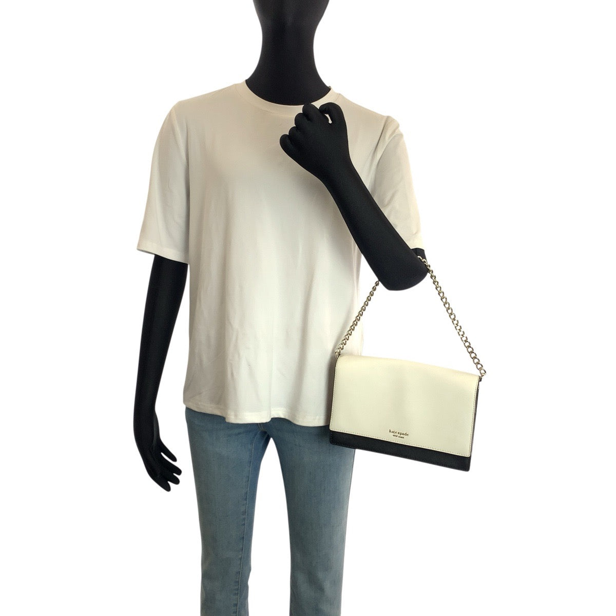 24271
Kate Spade White Black Silver Hardware Leather Handbag Shoulder Bag 2WAY Women's ABP8