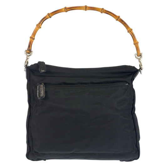 24272
GUCCI グッチ バンブー ブラック 黒 シルバー金具 ナイロン 000 2058 0509 5 ハンドバッグ レディース ABP23