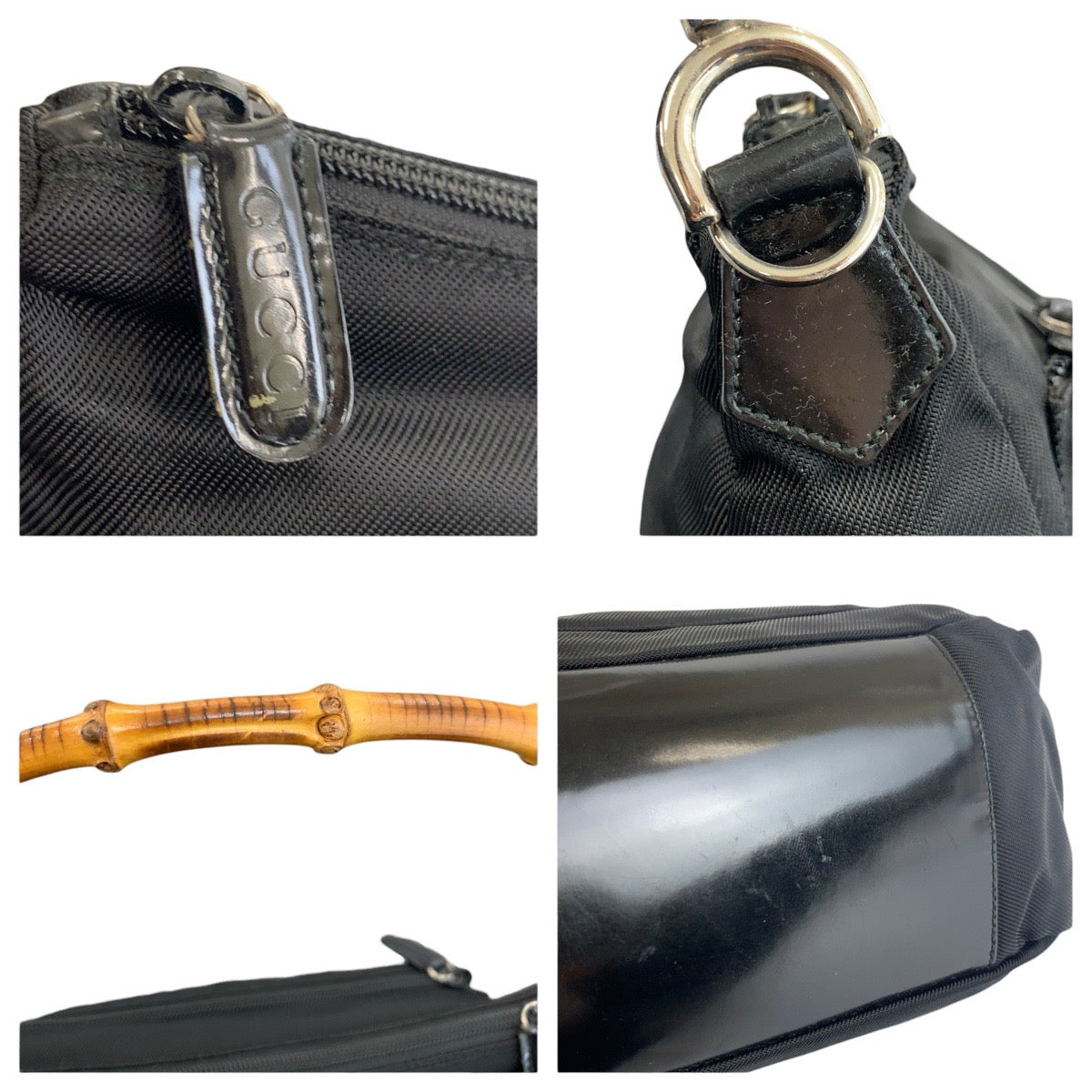 24272
GUCCI グッチ バンブー ブラック 黒 シルバー金具 ナイロン 000 2058 0509 5 ハンドバッグ レディース ABP23