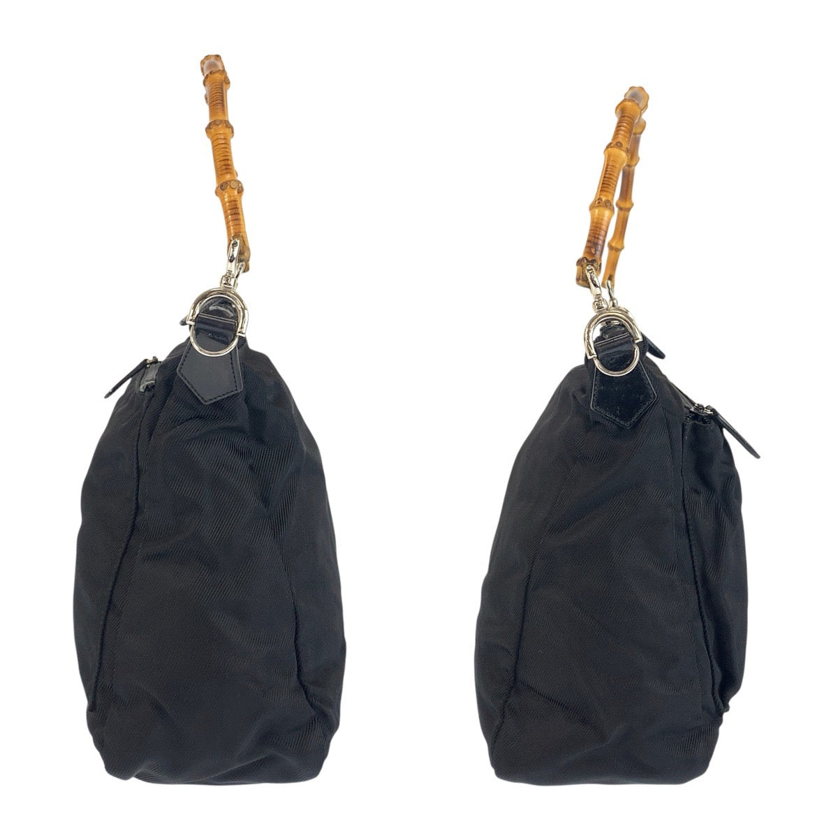 24272
GUCCI グッチ バンブー ブラック 黒 シルバー金具 ナイロン 000 2058 0509 5 ハンドバッグ レディース ABP23