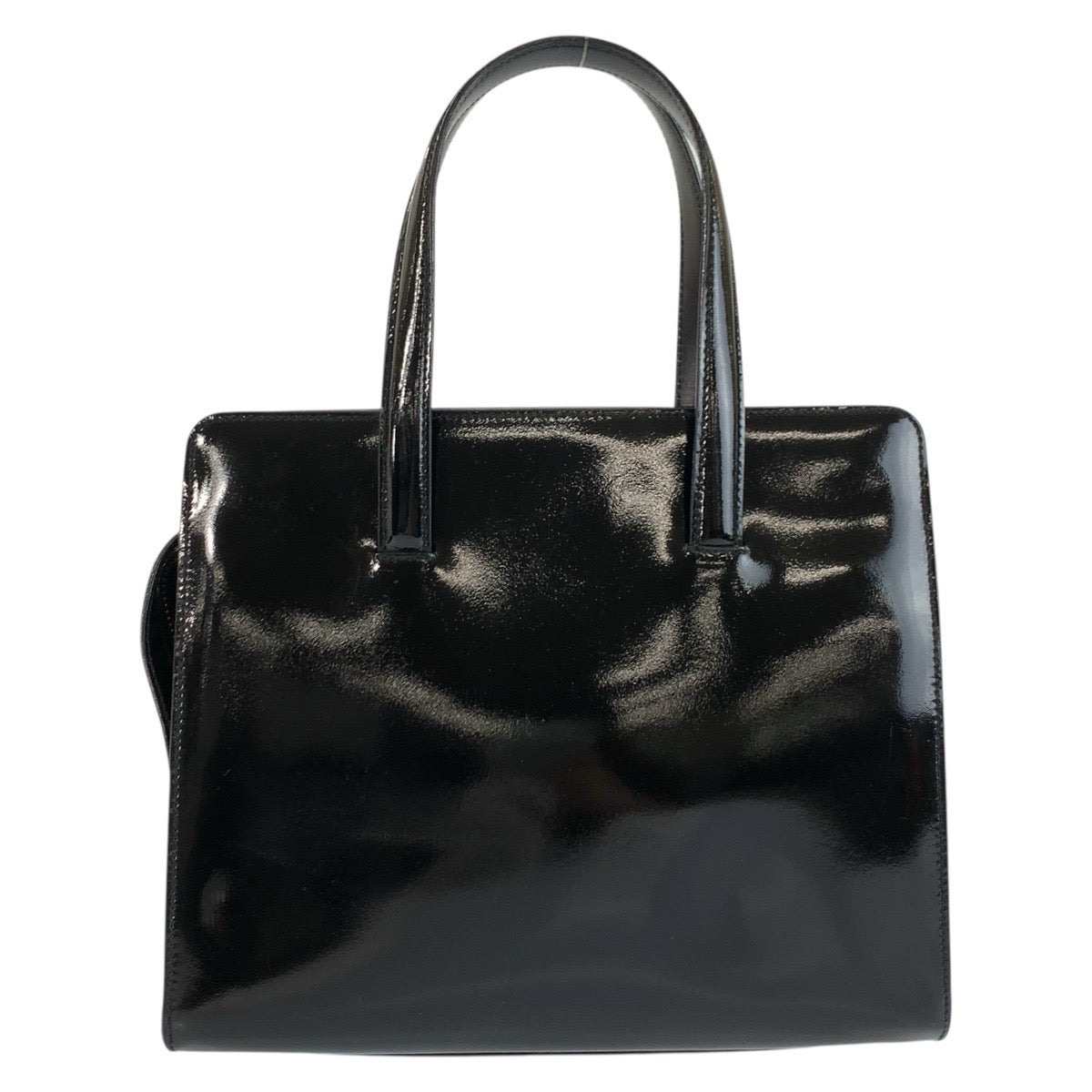 24273
CELINE セリーヌ ヴィンテージ ブラック 黒 ゴールド金具 パテントレザー F/05 ハンドバッグ ショルダーバッグ 2way レディース ABP44