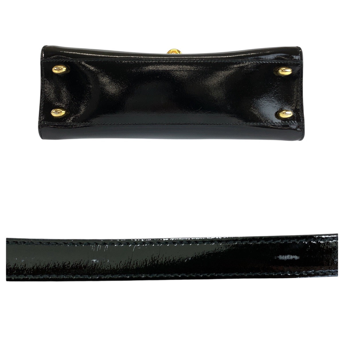 24273
CELINE セリーヌ ヴィンテージ ブラック 黒 ゴールド金具 パテントレザー F/05 ハンドバッグ ショルダーバッグ 2way レディース ABP44