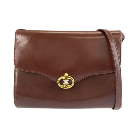 24274
CELINE セリーヌ ヴィンテージ ブラゾン ブラウン ゴールド金具 レザー F/08 ショルダーバッグ ポシェット レディース ABP42