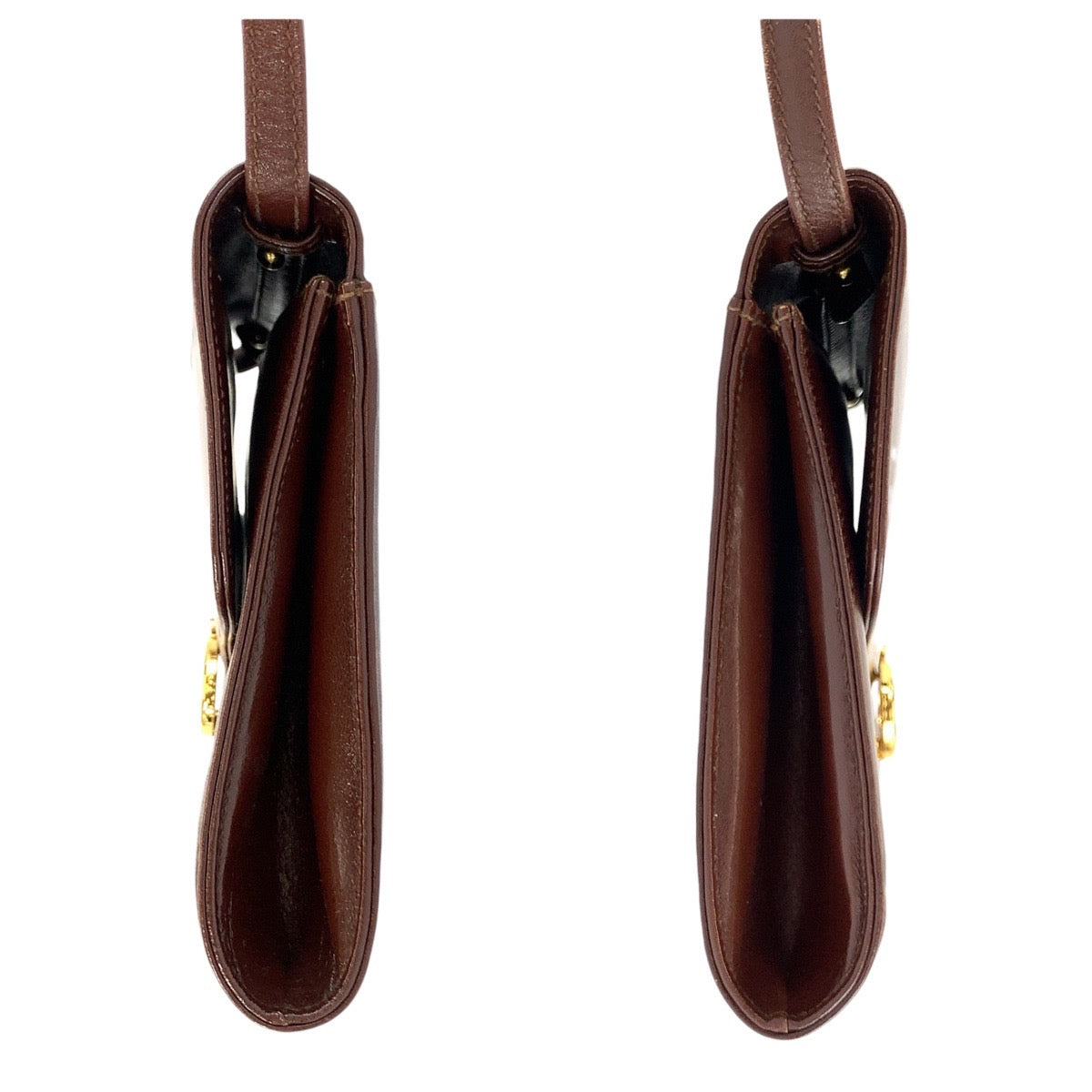 24274
CELINE セリーヌ ヴィンテージ ブラゾン ブラウン ゴールド金具 レザー F/08 ショルダーバッグ ポシェット レディース ABP42