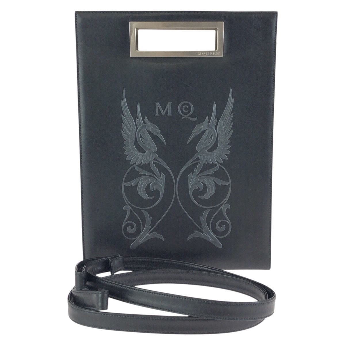 24276
Alexander McQueen アレキサンダーマックイーン 2way ブラック 黒 シルバー金具 レザー ショルダーバッグ ハンドバッグ メンズ ABP35