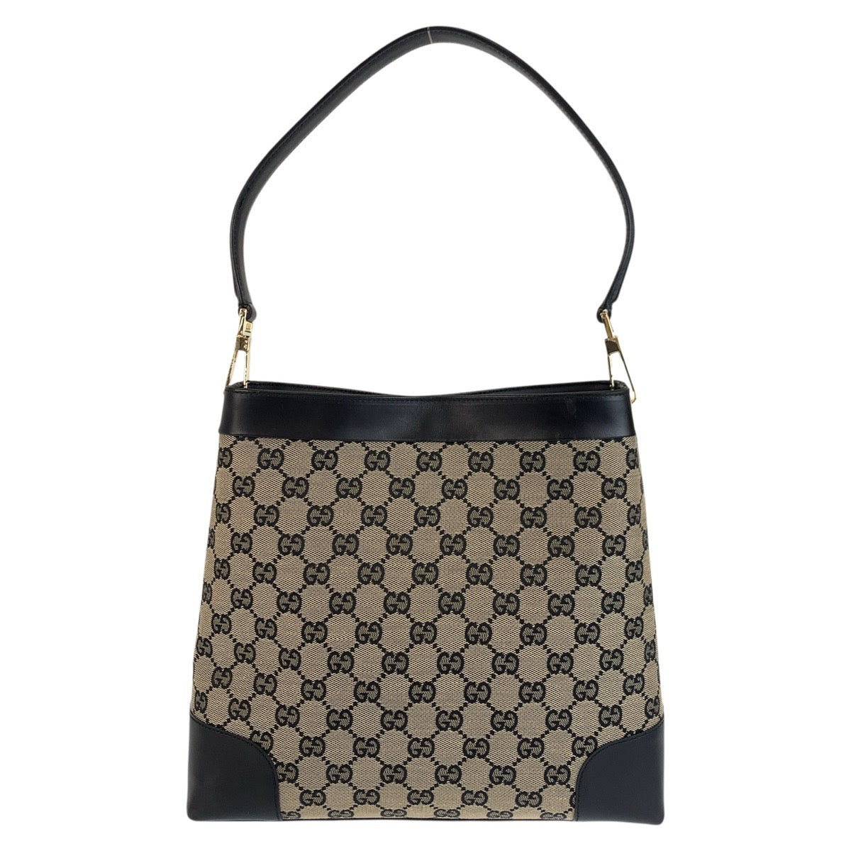 24277
GUCCI Black Gold Hardware GG Canvas / Leather 001 4231 Hobo Shoulder Bag Ladies ABP44