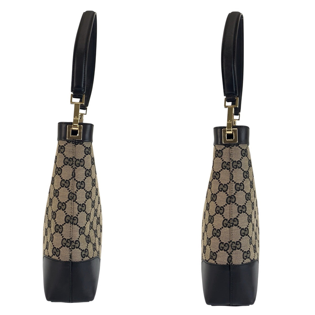 24277
GUCCI Black Gold Hardware GG Canvas / Leather 001 4231 Hobo Shoulder Bag Ladies ABP44