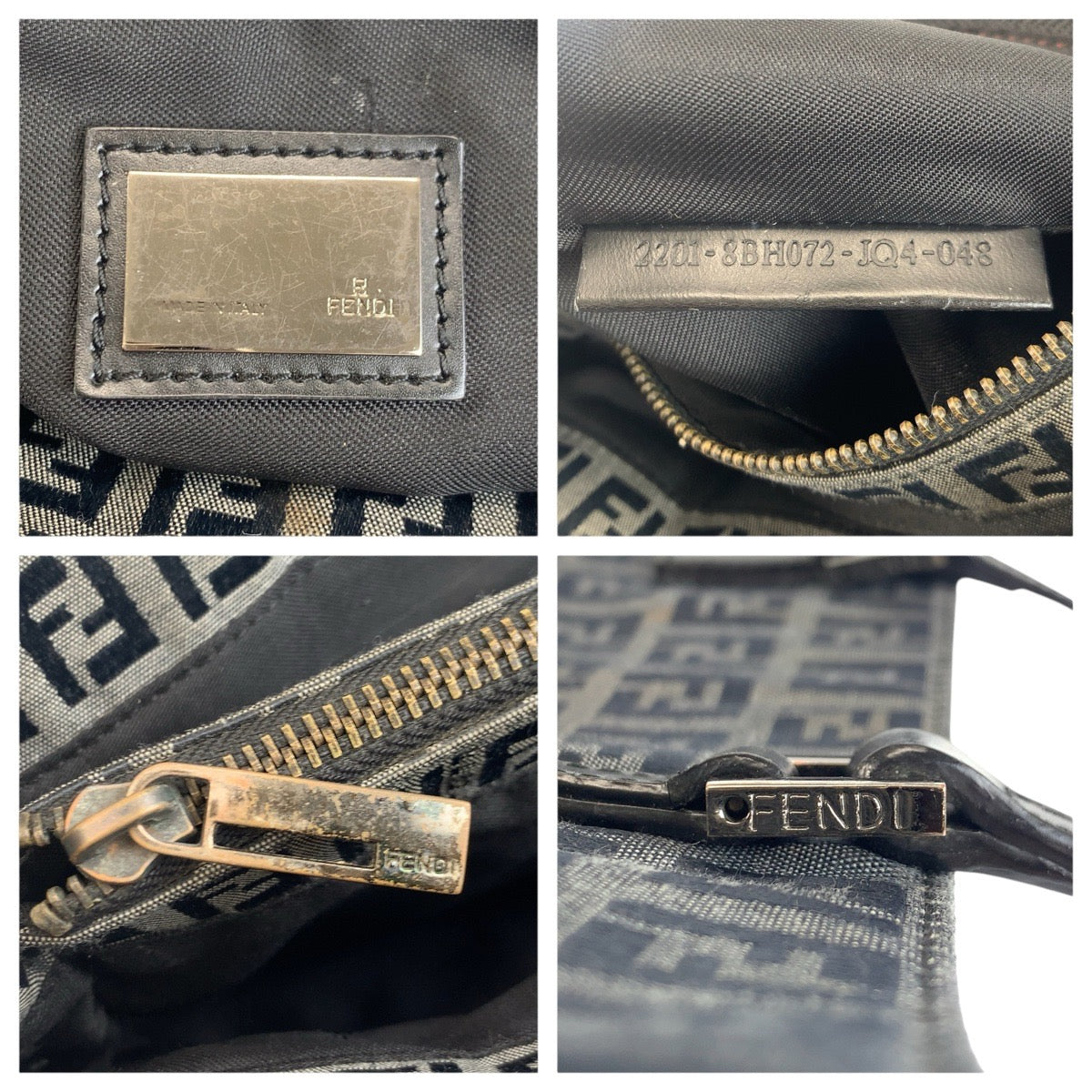 24280
FENDI フェンディ ズッキーノ ブラック 黒 グレー キャンバス / レザー 8BH072 トートバッグ ショルダーバッグ レディース ABP44