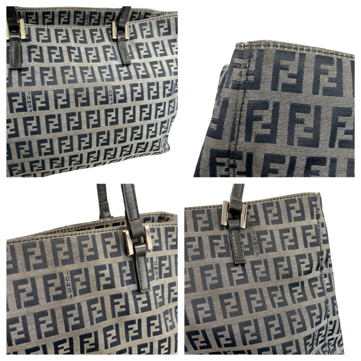 24280
FENDI フェンディ ズッキーノ ブラック 黒 グレー キャンバス / レザー 8BH072 トートバッグ ショルダーバッグ レディース ABP44