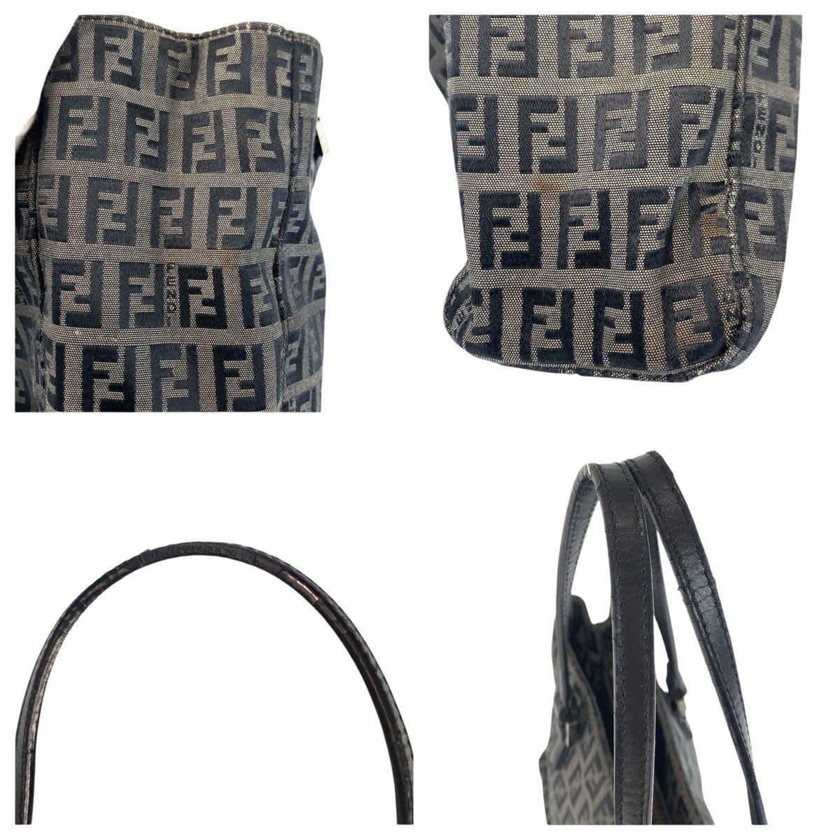24280
FENDI フェンディ ズッキーノ ブラック 黒 グレー キャンバス / レザー 8BH072 トートバッグ ショルダーバッグ レディース ABP44