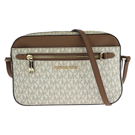 24281
Michael Kors マイケルコース ジェットセットアイテム オフホワイト ブラウン ゴールド金具 PVC 35S1GTTC9B ショルダーバッグ メッセンジャーバッグ レディース AB8