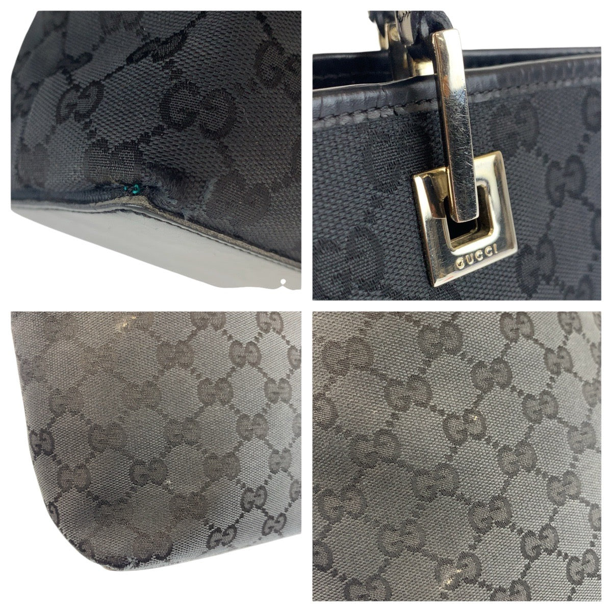 24282
GUCCI グッチ ブラック 黒 GGキャンバス / レザー 002 1099 トートバッグ ハンドバッグ レディース AB35
