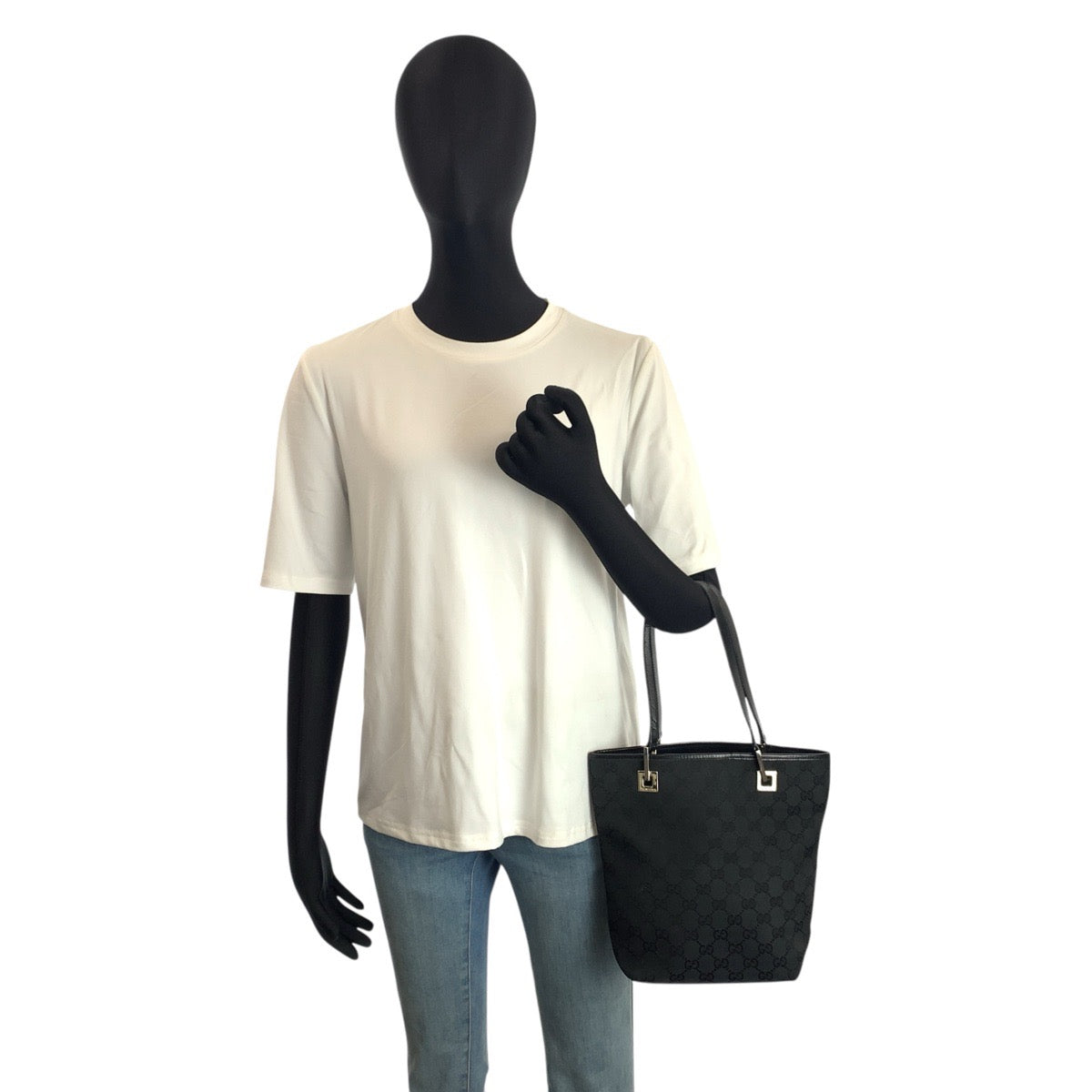 24282
GUCCI グッチ ブラック 黒 GGキャンバス / レザー 002 1099 トートバッグ ハンドバッグ レディース AB35