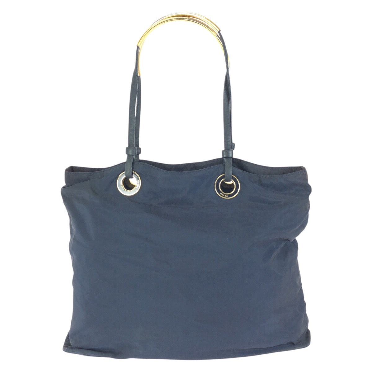 24284
PRADA プラダ テスート 三角ロゴプレート ネイビー ゴールド金具 ナイロン トートバッグ ショルダーバッグ レディース AB35