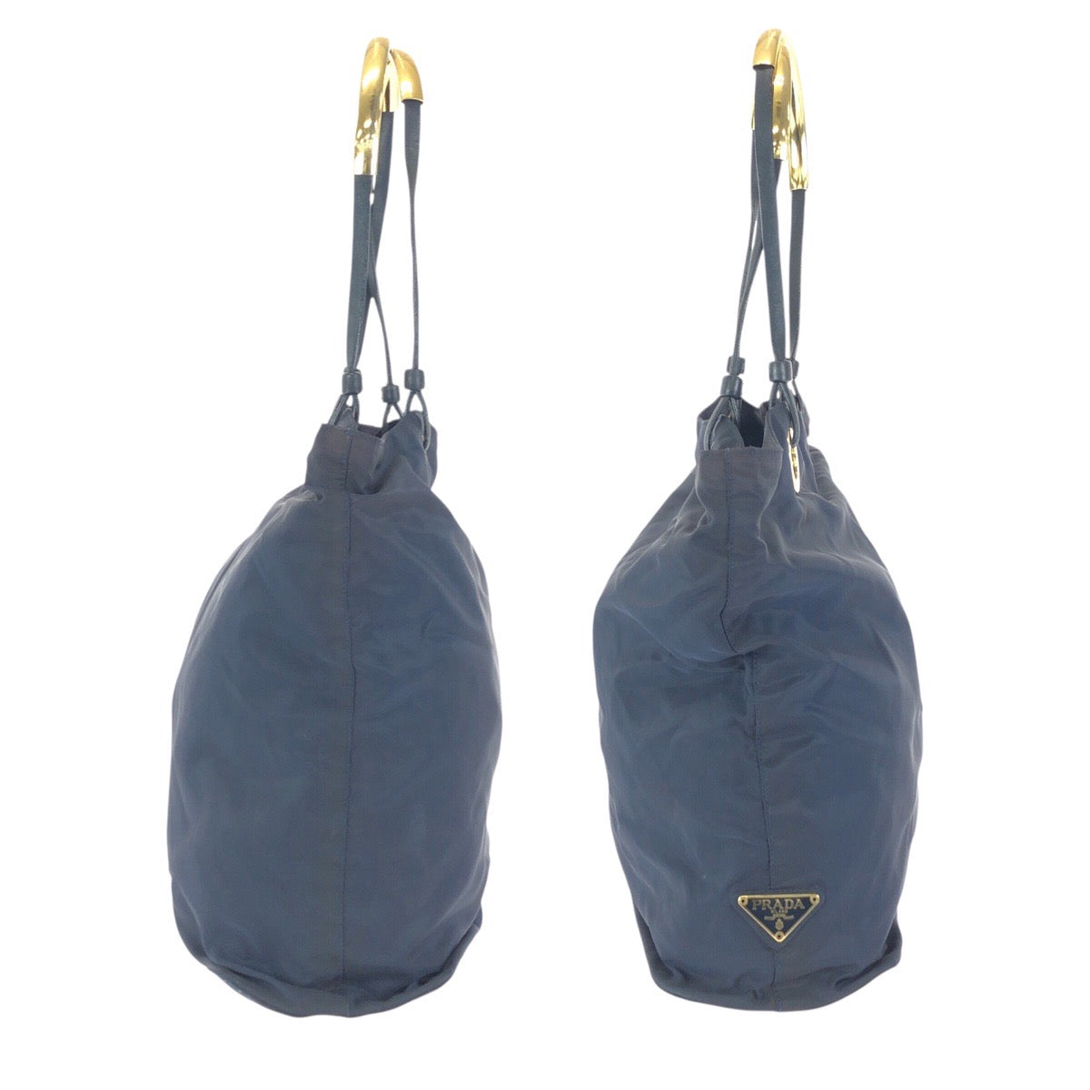 24284
PRADA プラダ テスート 三角ロゴプレート ネイビー ゴールド金具 ナイロン トートバッグ ショルダーバッグ レディース AB35