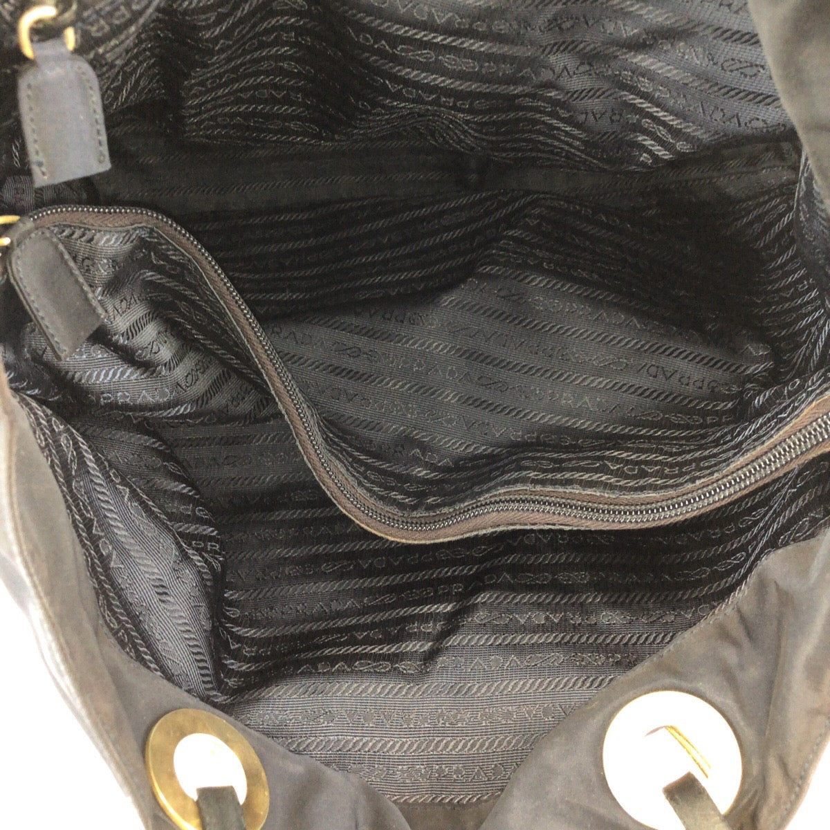 24284
PRADA プラダ テスート 三角ロゴプレート ネイビー ゴールド金具 ナイロン トートバッグ ショルダーバッグ レディース AB35