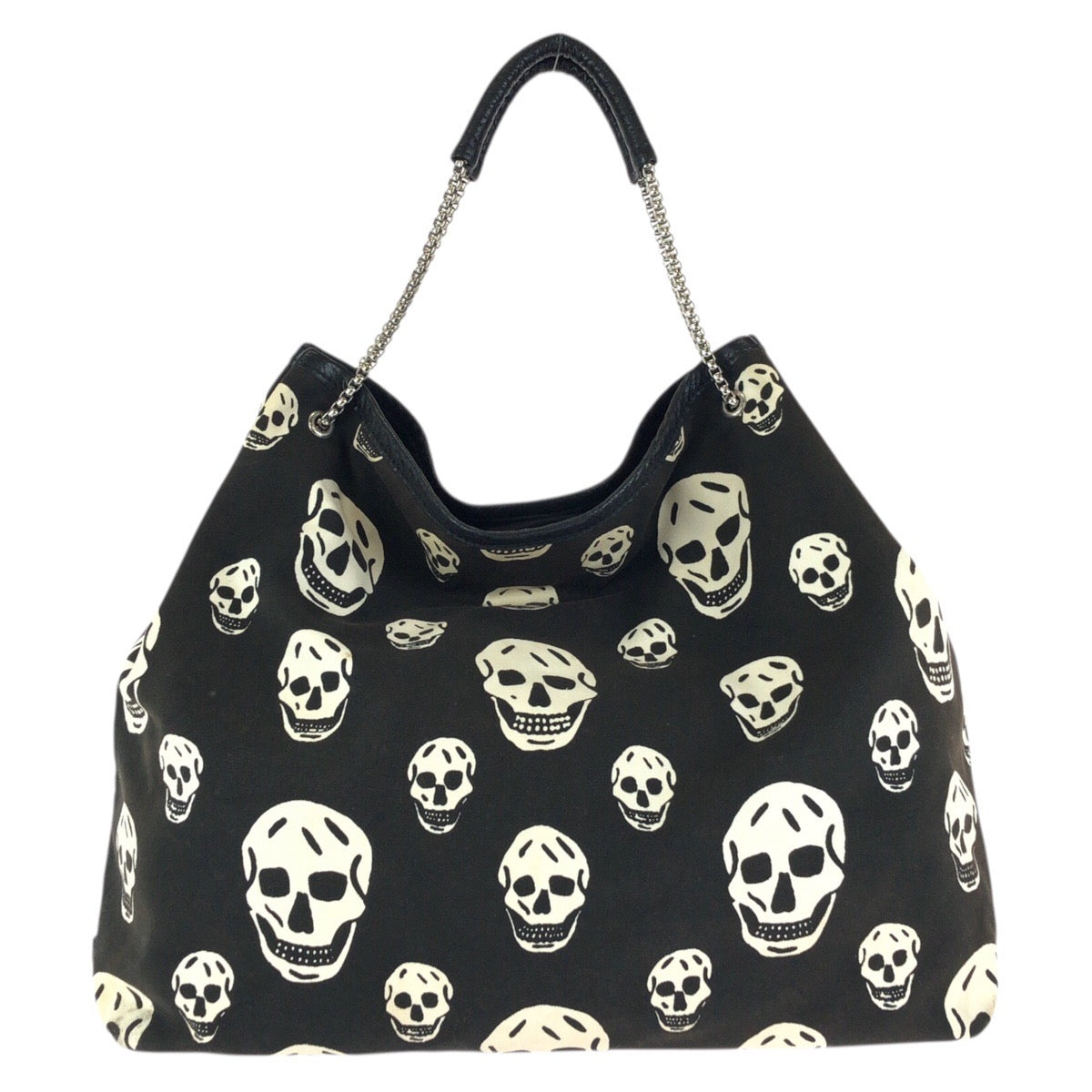 24286
Alexander McQueen アレキサンダーマックイーン ブラック ホワイト シルバー金具 キャンバス 240600 チェーンショルダーバッグ レディース AB21