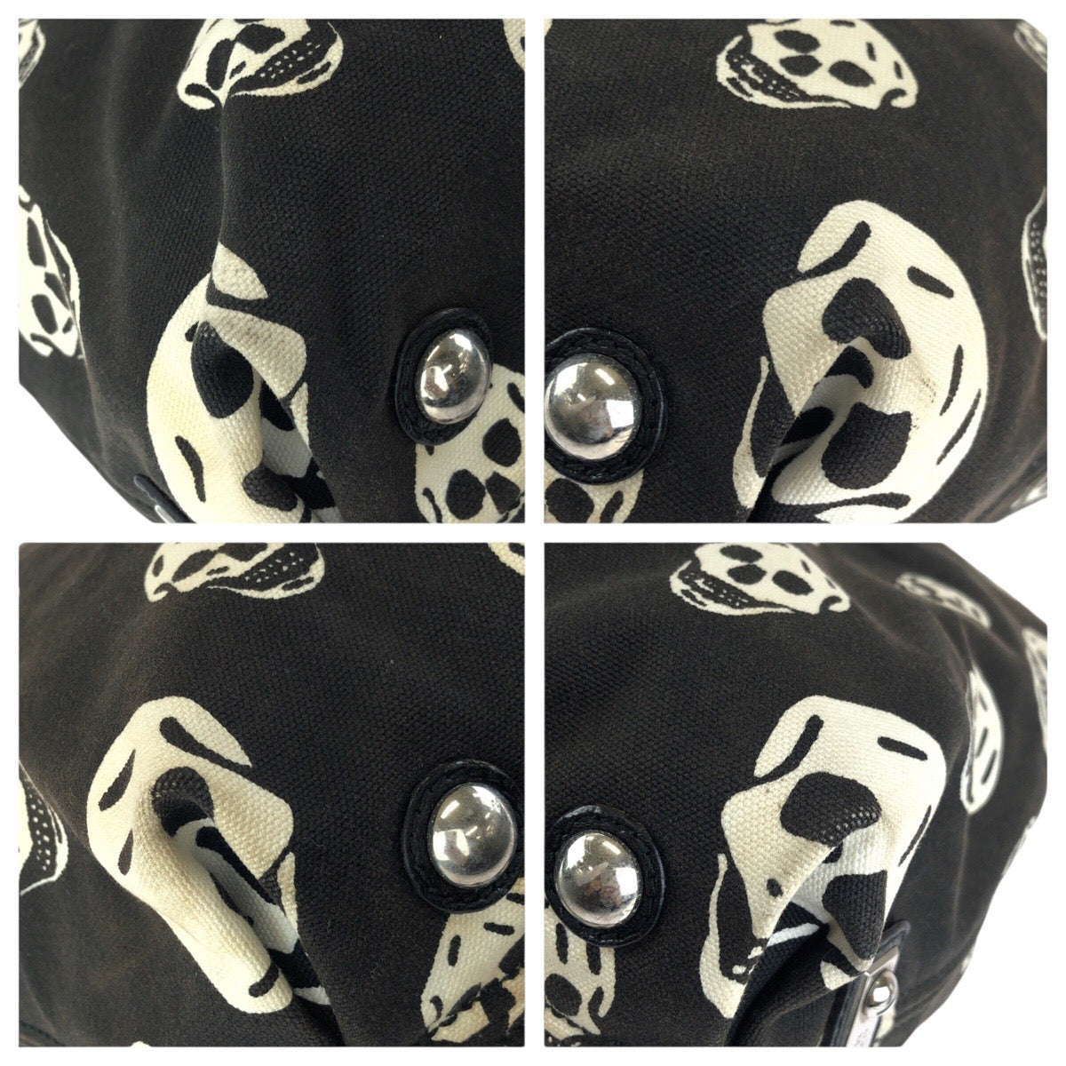 24286
Alexander McQueen アレキサンダーマックイーン ブラック ホワイト シルバー金具 キャンバス 240600 チェーンショルダーバッグ レディース AB21
