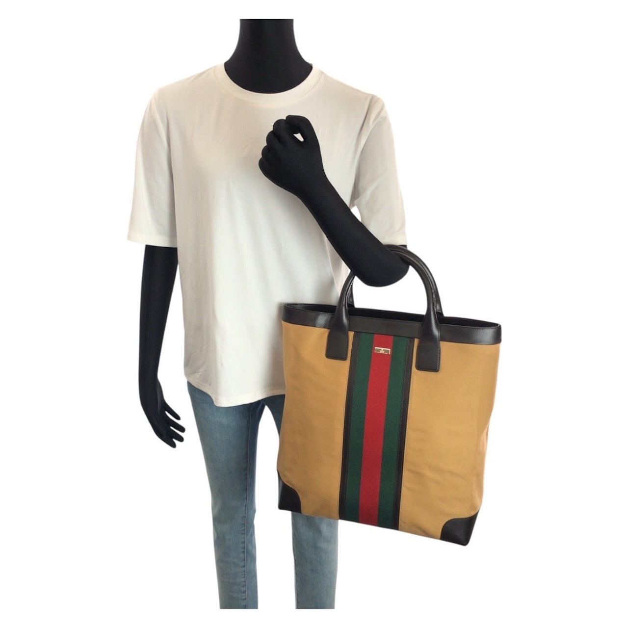 24287
GUCCI グッチ シェリーライン ベージュ ゴールド金具 キャンバス / レザー 002 1121 トートバッグ レディース ABP42