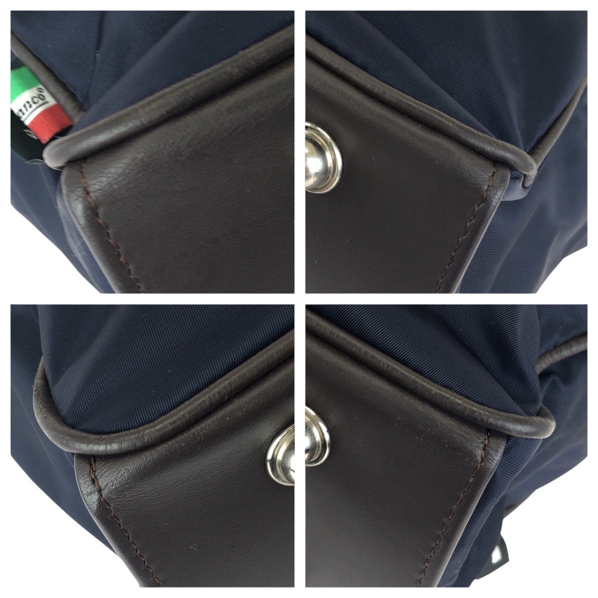 24289
Orobianco 2-way Navy Brown Silver Hardware Nylon / Leather Business Bag Briefcase Shoulder Bag Men's ABP16