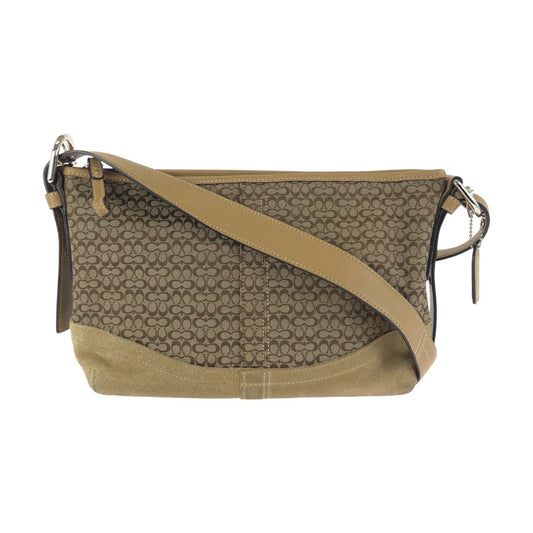 24292
COACH コーチ ミニシグネチャー ベージュ ブラウン シルバー金具 キャンバス / レザー M0793-F10945 ショルダーバッグ メッセンジャーバッグ レディース AB14