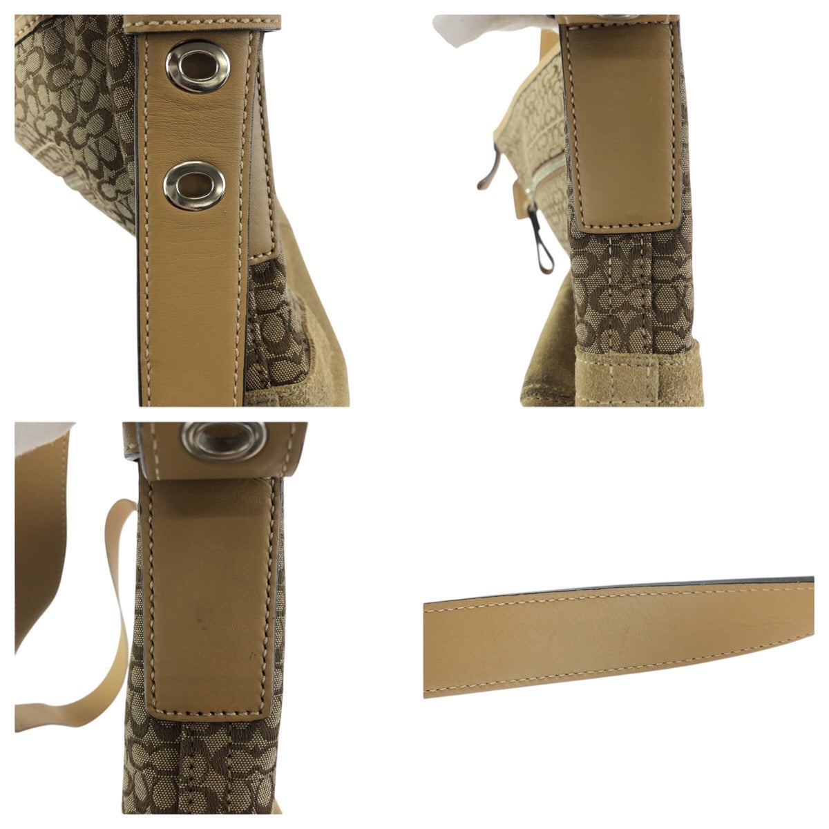 24292
COACH コーチ ミニシグネチャー ベージュ ブラウン シルバー金具 キャンバス / レザー M0793-F10945 ショルダーバッグ メッセンジャーバッグ レディース AB14