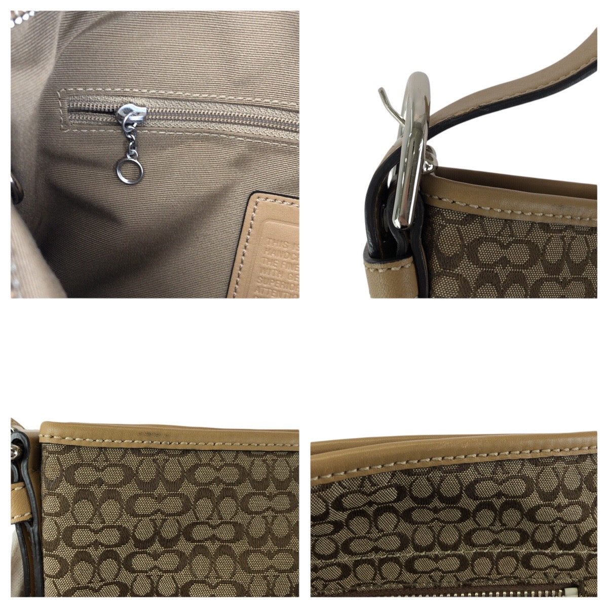 24292
COACH コーチ ミニシグネチャー ベージュ ブラウン シルバー金具 キャンバス / レザー M0793-F10945 ショルダーバッグ メッセンジャーバッグ レディース AB14