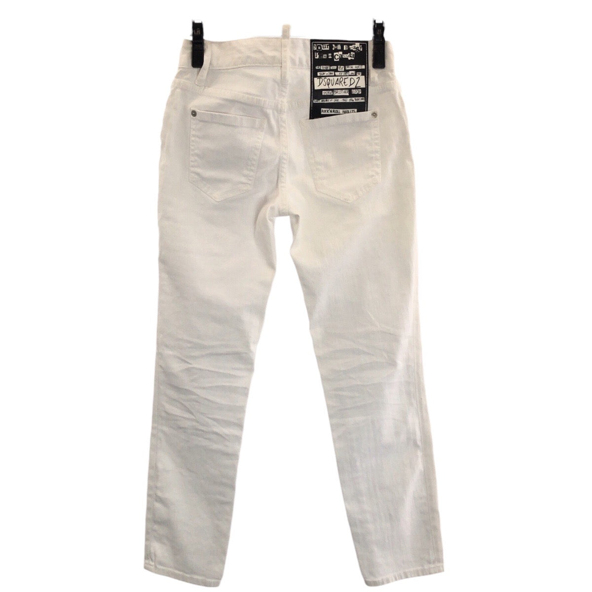 24293
DSQUARED2 ディースクエアード ダメージ加工 サイズ34 ホワイトデニム シルバー金具 コットン S75LB0138 デニムパンツ ジーンズ レディース ABP7