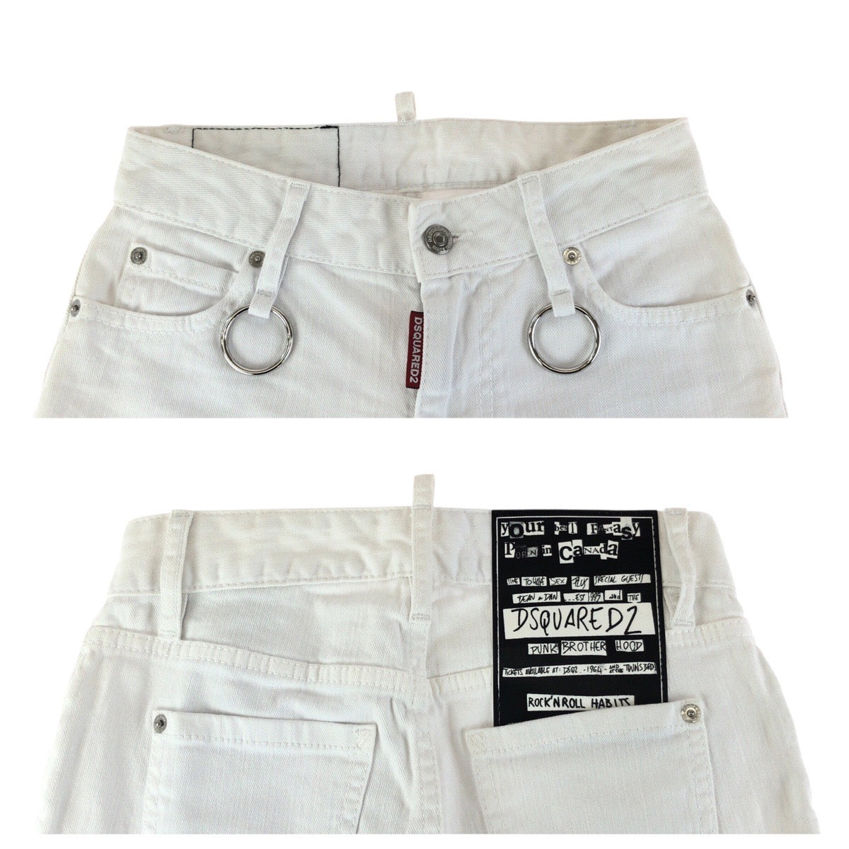 24293
DSQUARED2 ディースクエアード ダメージ加工 サイズ34 ホワイトデニム シルバー金具 コットン S75LB0138 デニムパンツ ジーンズ レディース ABP7