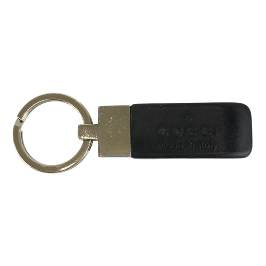 24294
GUCCI グッチ ブラック 黒 シルバー金具 ラバー キーホルダー キーリング メンズ AB2