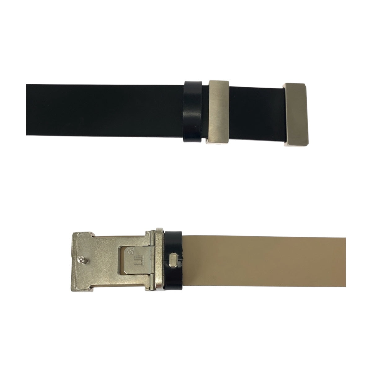 24306
Dunhill ダンヒル 112cm/44inc ブラック 黒 シルバー金具 レザー ベルト バックル メンズ A28
