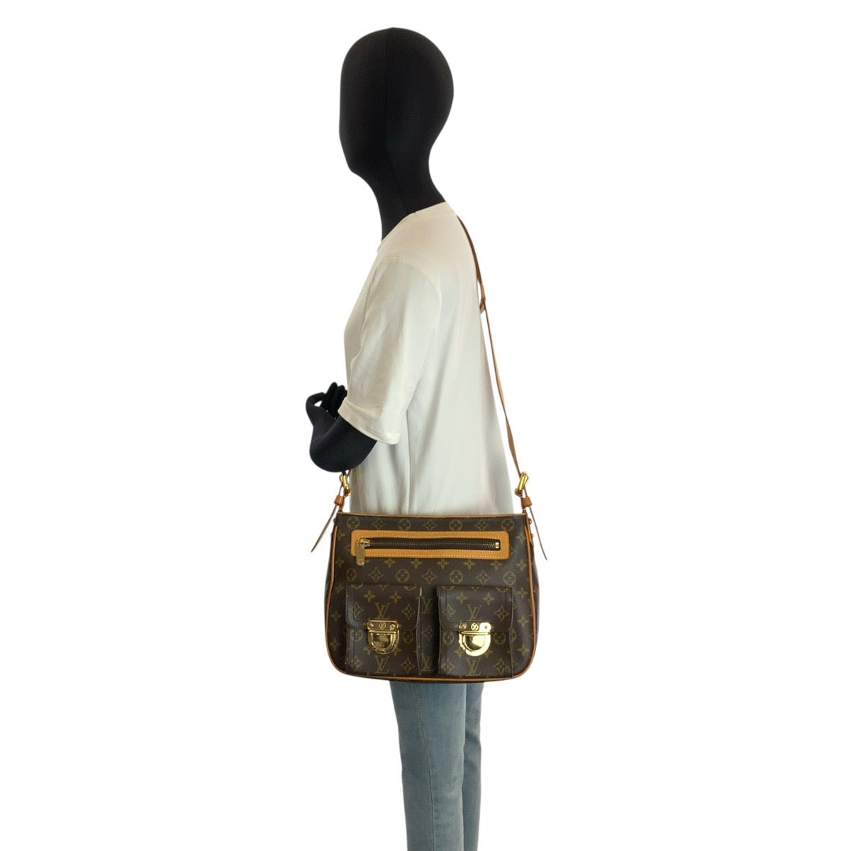 24312
LOUIS VUITTON ルイヴィトン モノグラム ハドソンGM ブラウン ゴールド金具 PVC / レザー M40045 ショルダーバッグ ポシェット レディース AB80