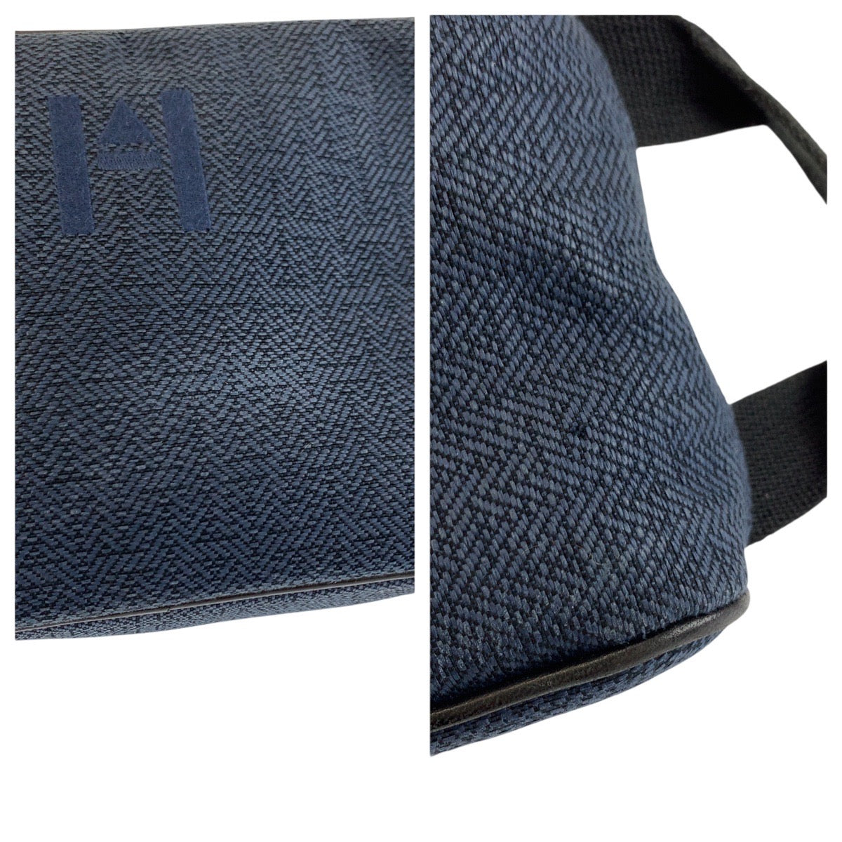 24313
HERMES エルメス グローブトロッターMM ネイビー ブラック シルバー金具 トワルシェブロン ポーチ クラッチバッグ レディース ABP49