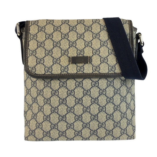 24321
GUCCI グッチ グレー ネイビー GGスプリームキャンバス 223666 ショルダーバッグ ポシェット レディース ABP42