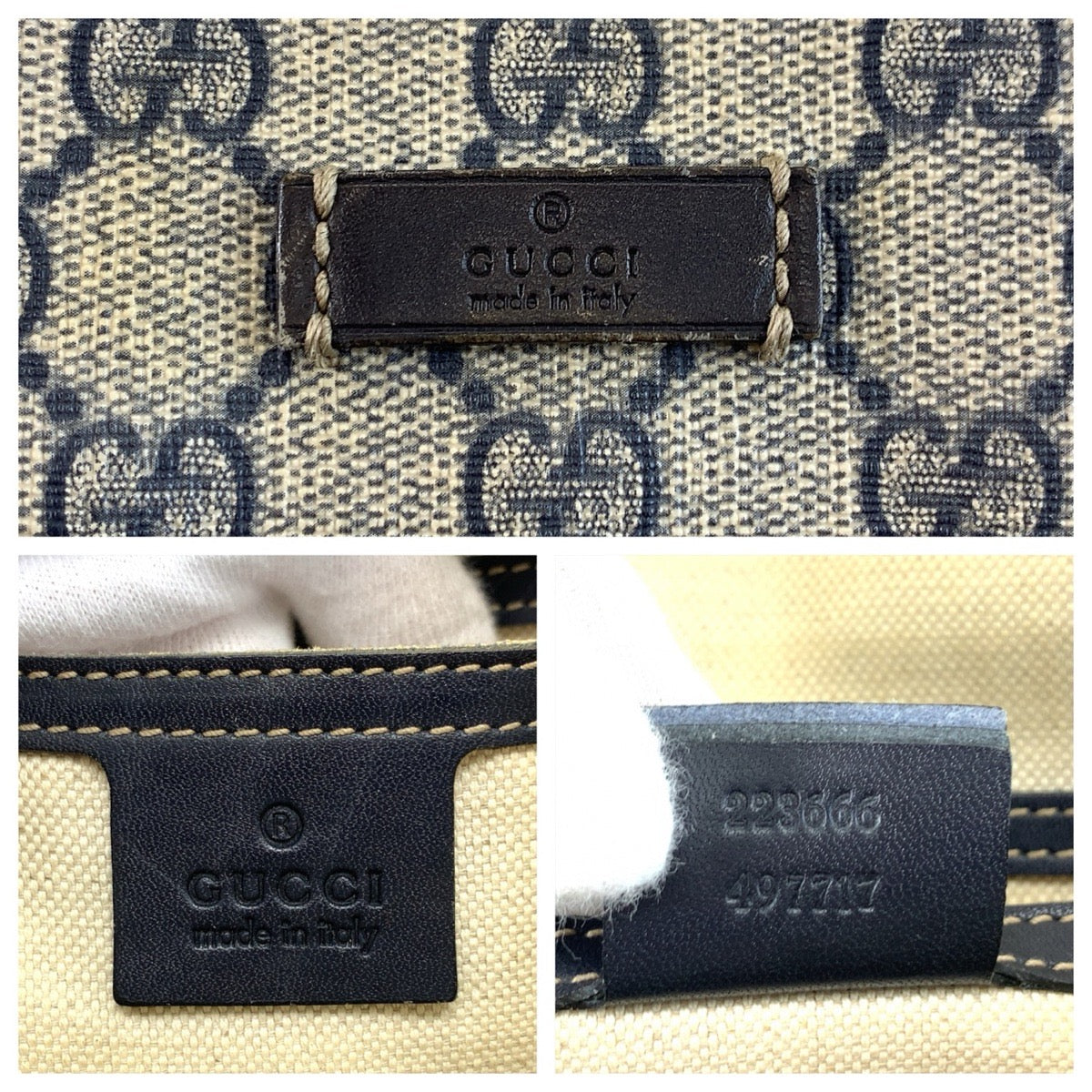 24321
GUCCI グッチ グレー ネイビー GGスプリームキャンバス 223666 ショルダーバッグ ポシェット レディース ABP42