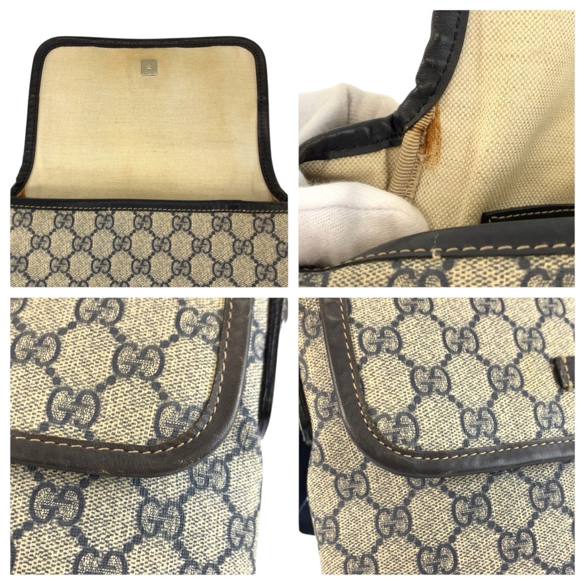 24321
GUCCI グッチ グレー ネイビー GGスプリームキャンバス 223666 ショルダーバッグ ポシェット レディース ABP42