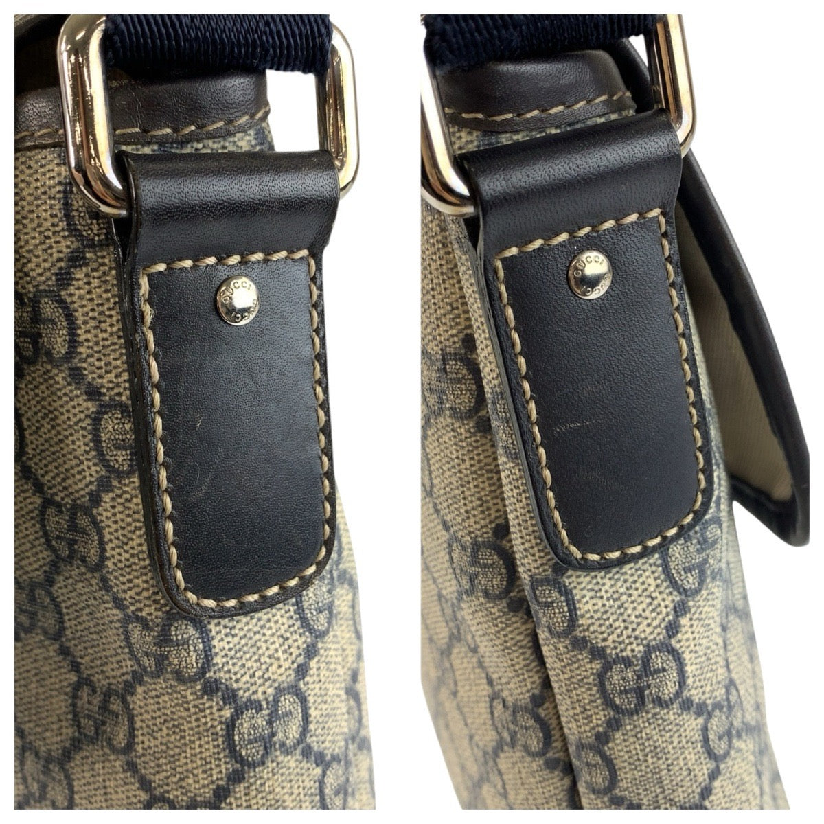 24321
GUCCI グッチ グレー ネイビー GGスプリームキャンバス 223666 ショルダーバッグ ポシェット レディース ABP42
