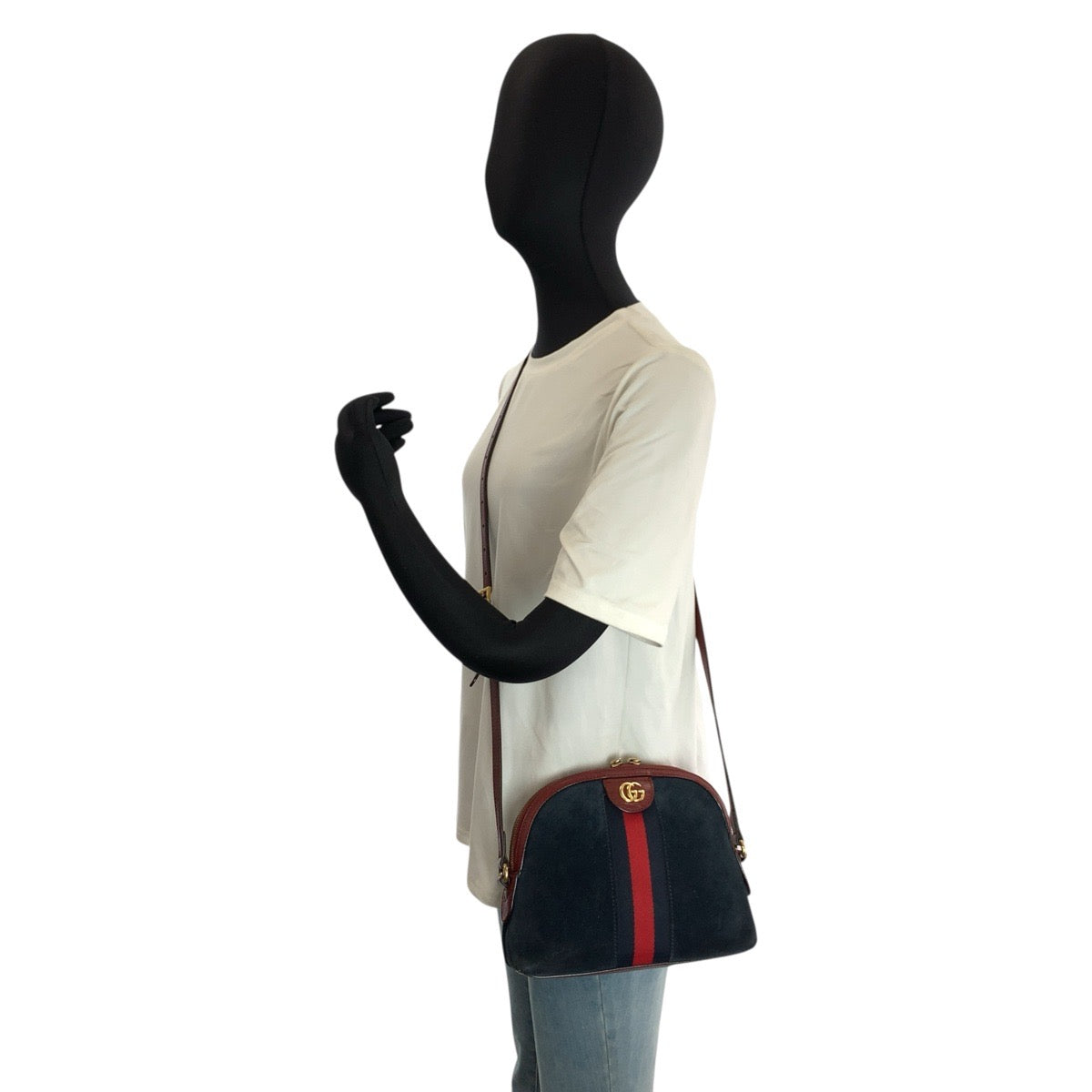 24322
GUCCI グッチ シェリーライン オフィディア ネイビー レッド ゴールド金具 スウェード / レザー 499621 ショルダーバッグ ポシェット レディース ABP52