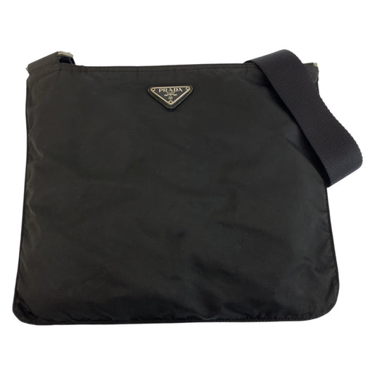24323
PRADA プラダ テスート 三角ロゴプレート ブラック 黒 シルバー金具 ナイロン ショルダーバッグ メッセンジャーバッグ レディース AB28